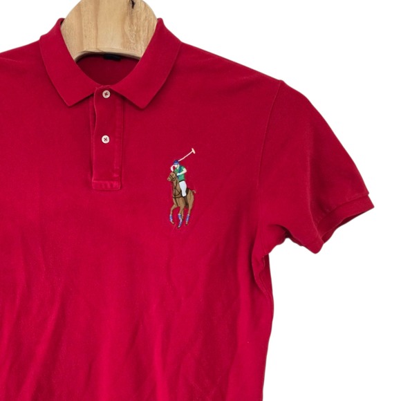 Polo Ralph Lauren Red Short Sleeve Polo Shirt Big Pony Number 3 L - Picture 1 of 7